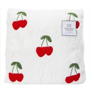 New! Cherry Heart Valentine's Pillow White Hippie Bohemian Shabby Chic!